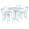 International Concepts Round 36 in Rd Extension Dining Table 34.9 inH, 4 X-Back Counter Ht Stools, White, 36 in W, 48 in L K08-36RXT-27B-6132-4 - alternate 1